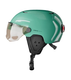 Cosmo Connected Casque Vélo Urbain Avec Feu Intégré -Promos Vélo Magasin casque feux integres velo clignotant cosmo fusion premium vert sauge
