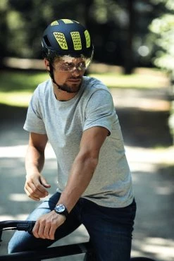 Casque Abus Hyban 2.0 Ace Avec Visière -Promos Vélo Magasin casque velo homme visiere abus hyban 2 0 ace noir fluo