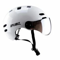 Casque Vélo Urbain à Visière (écran Fumé) 0380 Optimiz -Promos Vélo Magasin casque velo urbain a visiere pas cher blanc optimiz