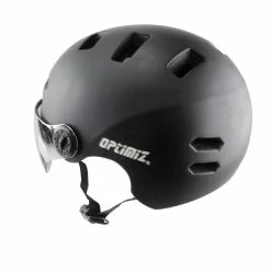 Casque Vélo Urbain à Visière (écran Fumé) 0380 Optimiz -Promos Vélo Magasin casque velo urbain visiere lunette noir optimiz