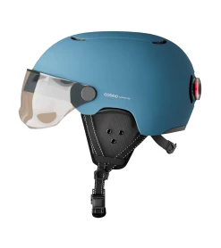 Cosmo Connected Casque Vélo Urbain Avec Feu Intégré -Promos Vélo Magasin casque velo visiere avec lumiere cosmo fusion premium bleu