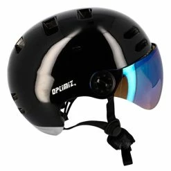 Casque Visière Clignotant Et Bluetooth Optimiz 390 -Promos Vélo Magasin casque velo visiere tendance noir brillant optimiz