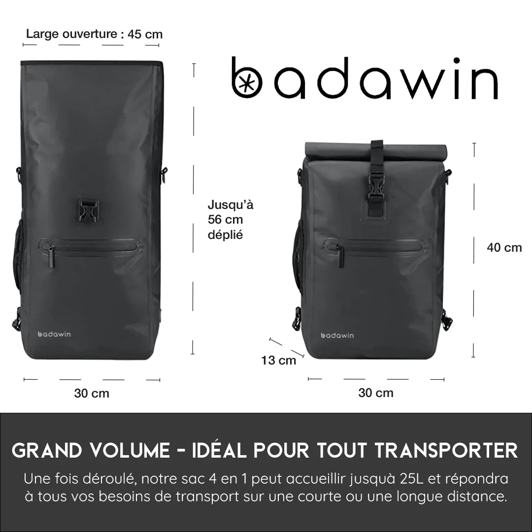 Badawin Sacoche Vélo + Sac à Dos étanche 7 Badawin Sacoche Vélo + Sac à Dos étanche – Image 5