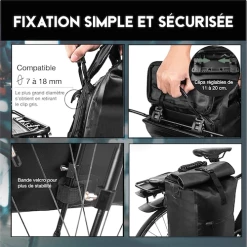 Badawin Sacoche Vélo + Sac à Dos étanche 15 Badawin Sacoche Vélo + Sac à Dos étanche -Promos Vélo Magasin sacoche badawin convertible sac a dos