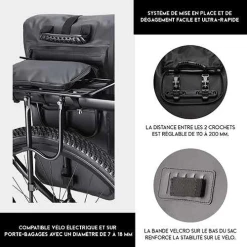 Badawin Sacoche Vélo + Sac à Dos étanche 16 Badawin Sacoche Vélo + Sac à Dos étanche -Promos Vélo Magasin sacoche badawin convertible sac a dos fixation porte bagage