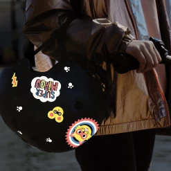 Rainette Autocollants Déco Casque Vélo Enfant - Super Miaou -Promos Vélo Magasin stickers personnalisation casque velo enfant chat rainette